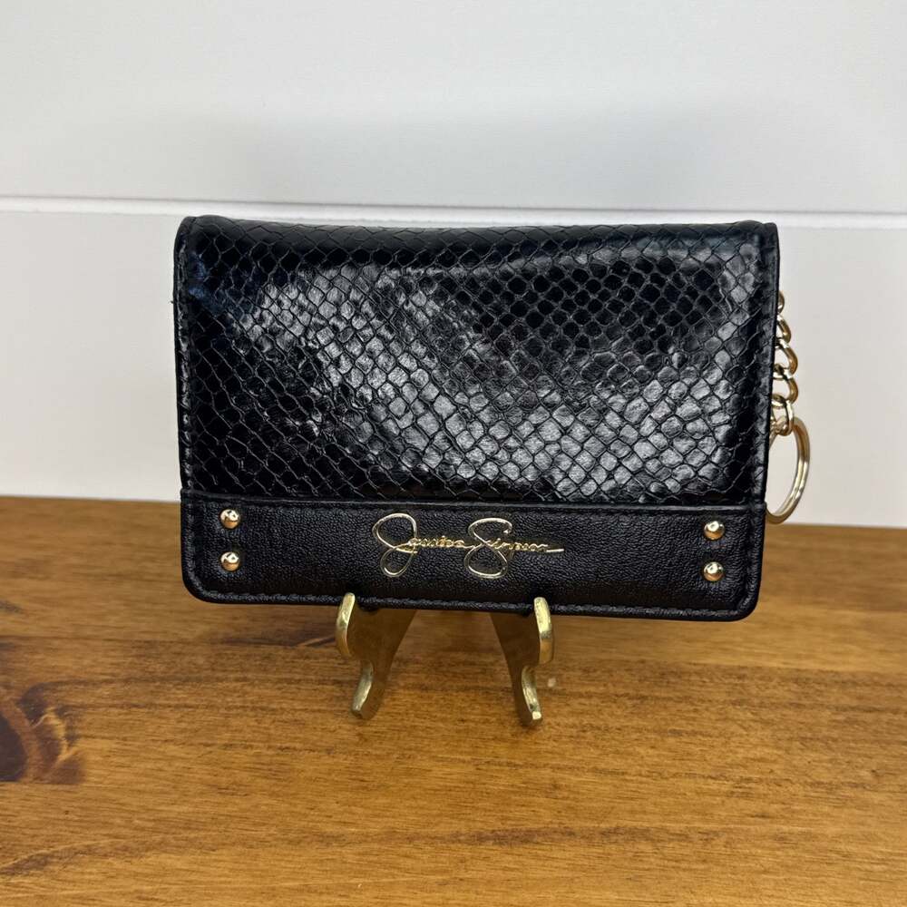 Jessica Simpson Python Print Small Wallet Keychain Black NWOT - Picture 12 of 16